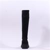 Miss Elastic Platform Wedge Long Boot - Black Stretch